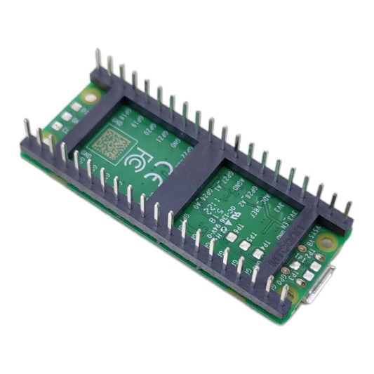 Raspberry Pi Pico H microcontroller board with RP2040 chipset and pre-populated headers for project deployment.
