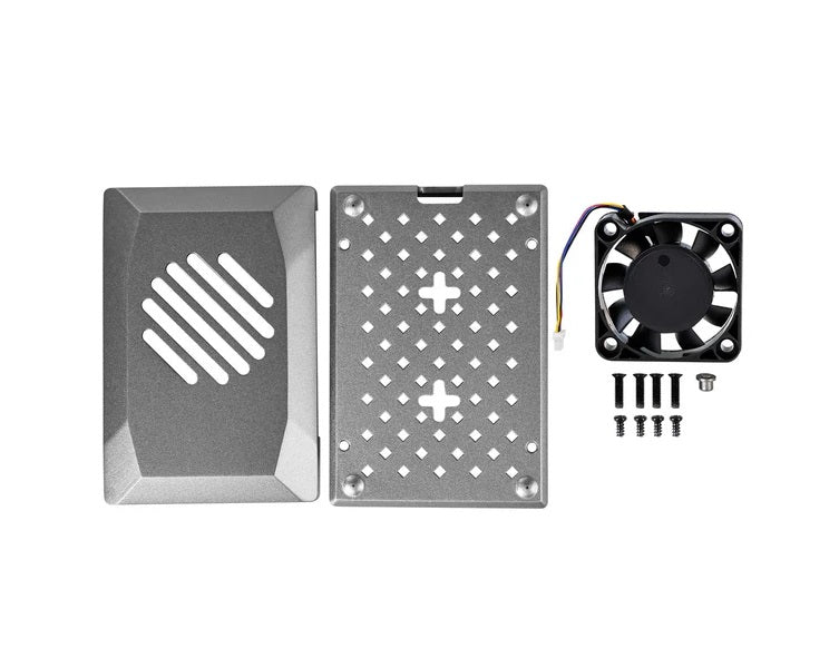 Raspberry Pi 5 Silver ABS Case with PWM Cooling Fan