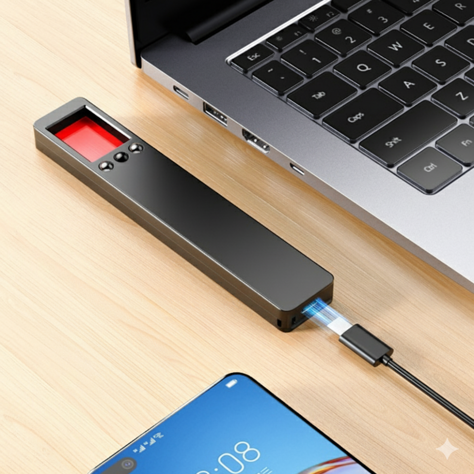 Portable and rechargeable hidden device detector, easy to carry for security on the go.