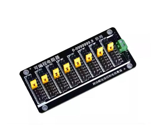 Programmable adjustable SMD resistor module board with jumper caps and resistance range 0.1-999999Ω.