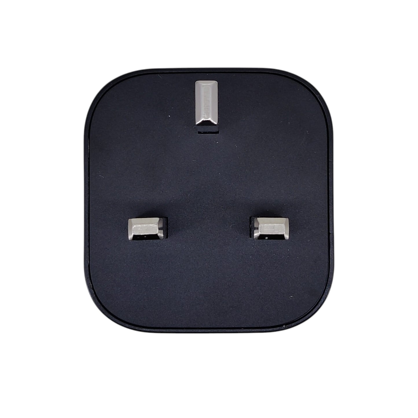 Top view of the Samsung 65W wall charger featuring a standard UK 3-pin plug.