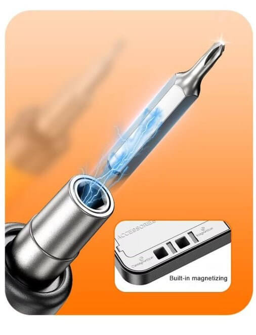 46-in-1 electric screwdriver with built-in magnetizing feature for precise electronic repairs.