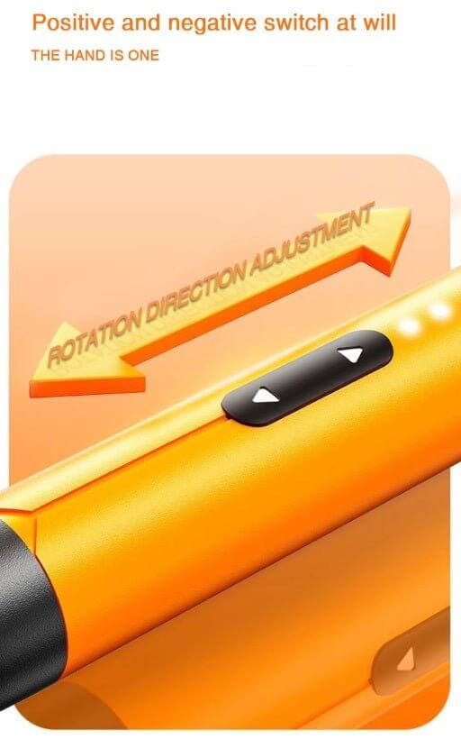 Close-up of a 46-in-1 electric screwdriver showing rotation direction adjustment buttons for precision repairs.