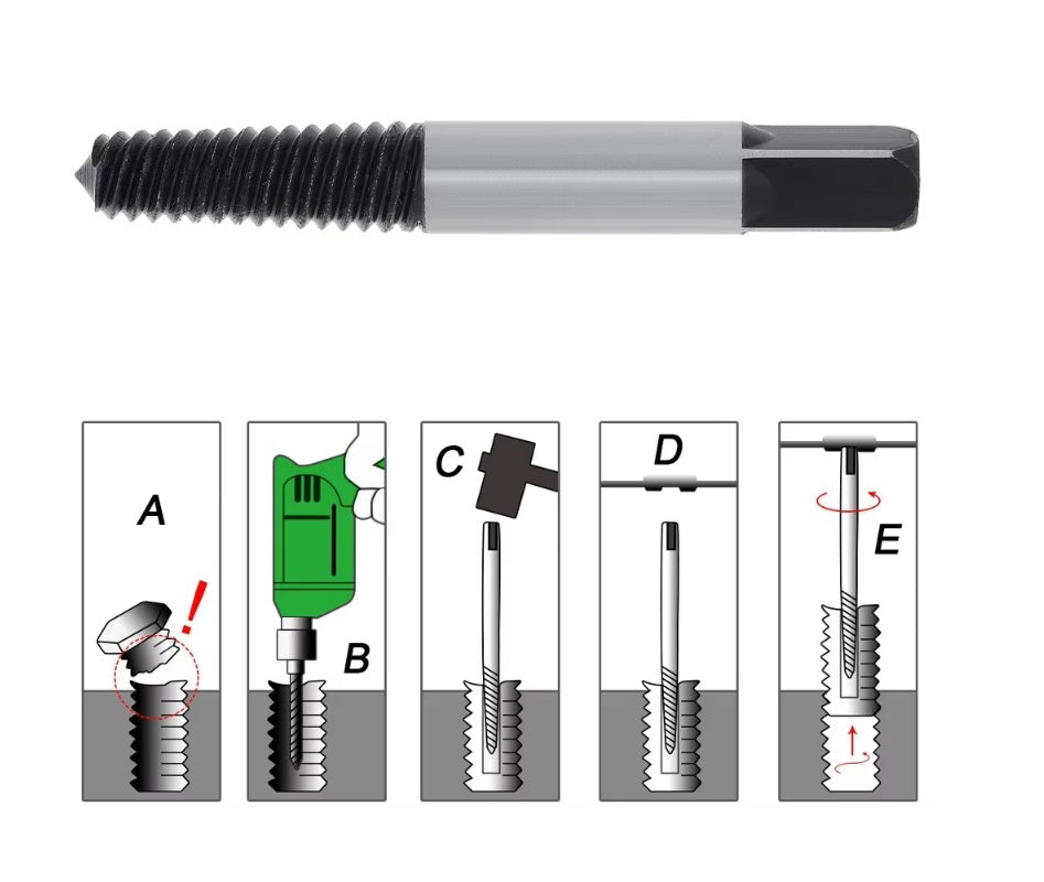滑牙螺絲取出器套裝6pcs