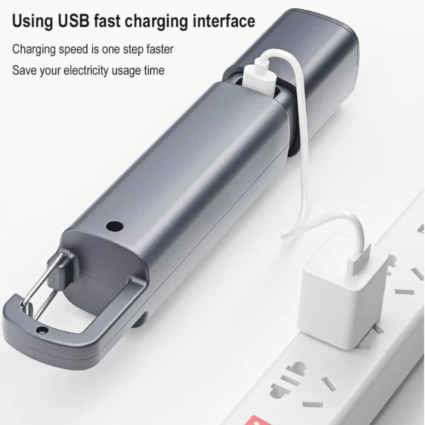 USB rechargeable SD1023 Mini LED Flashlight charging interface for faster electricity usage.