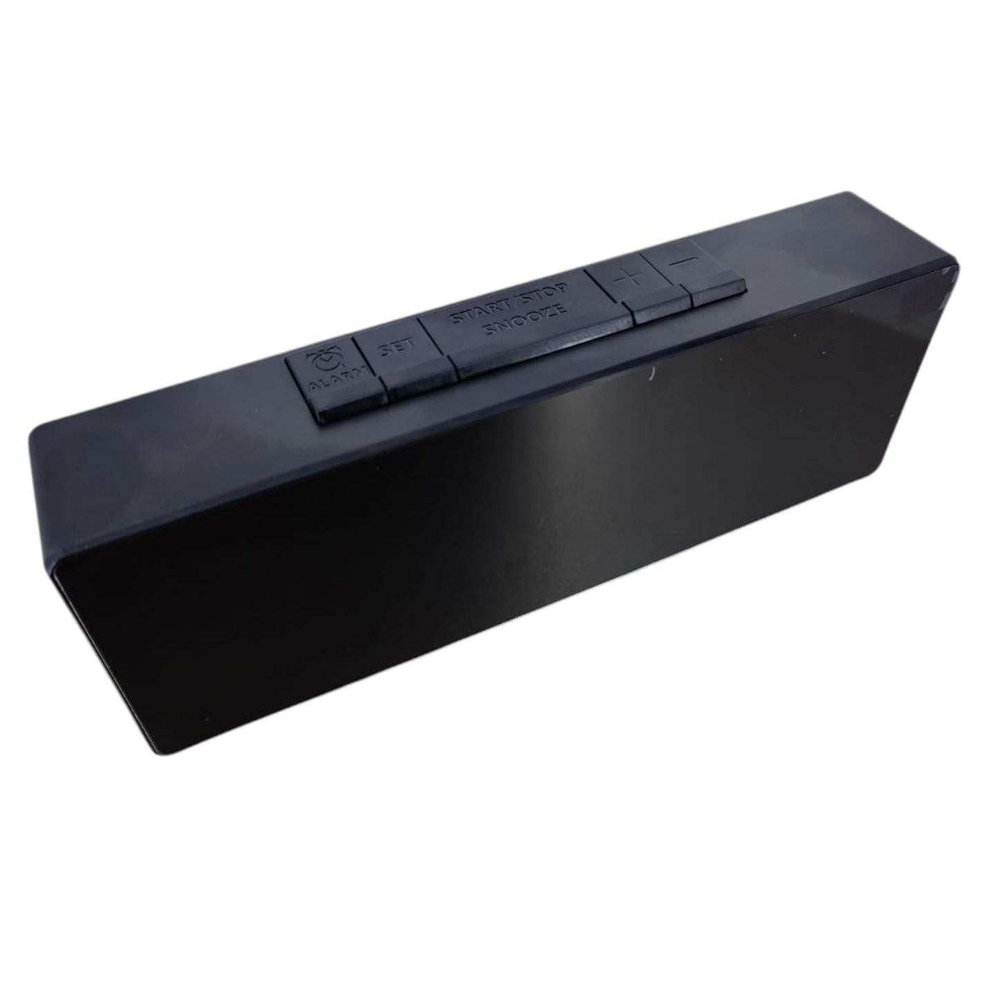 Digital LED alarm clock with large display and control buttons, ideal for bedrooms.