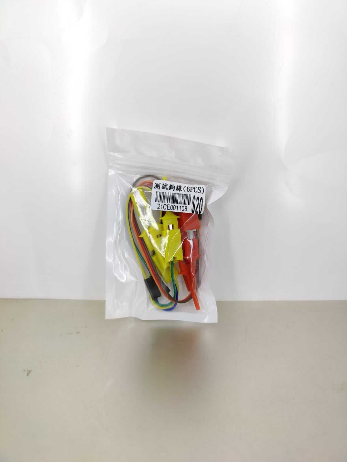 6PCS Logic Analyzer Test Hook Clip Set in packaging with assorted colored jumper wires for electronics testing