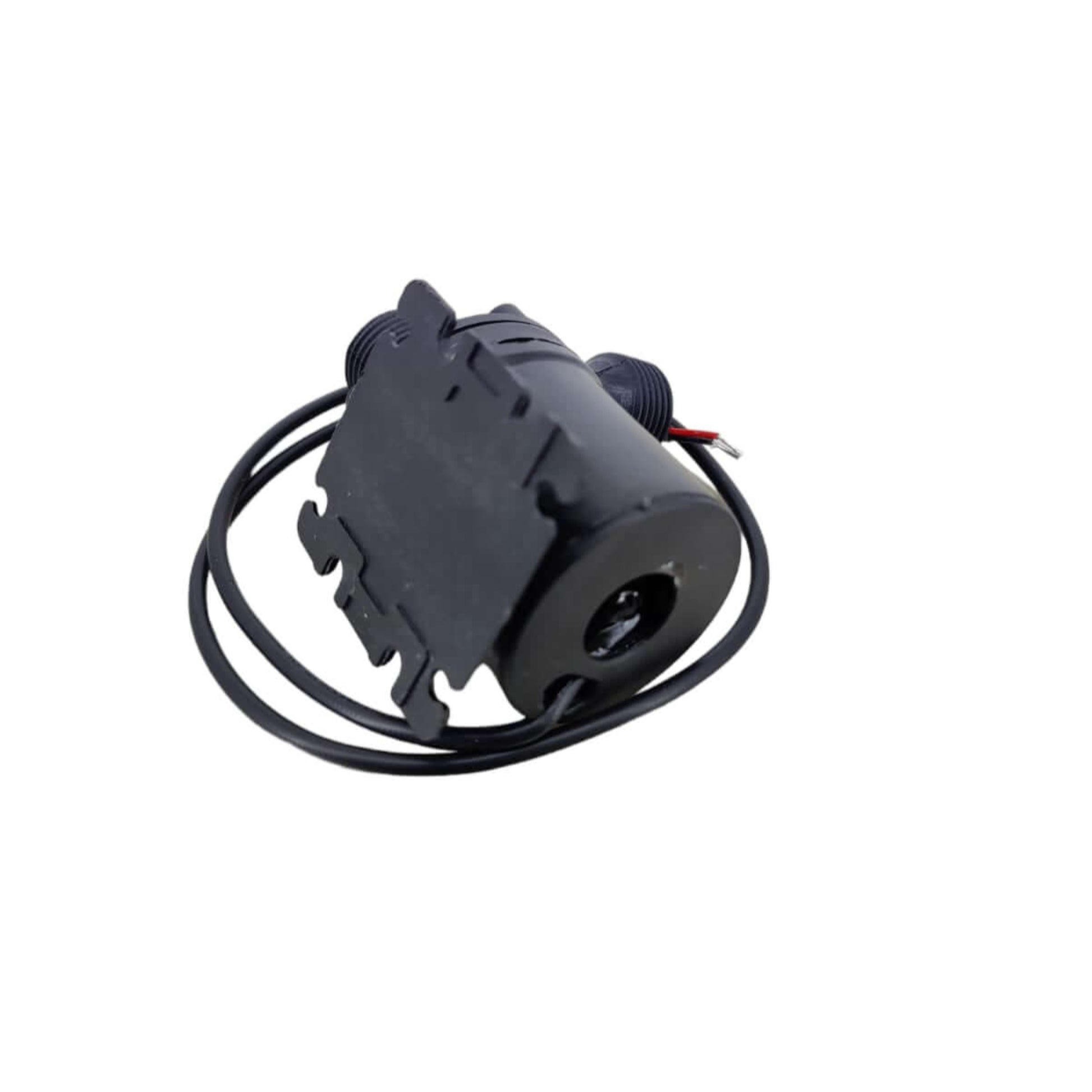 Side view of AW500S 12V solar water pump for outdoor fish pond, water circulation, and landscaping.