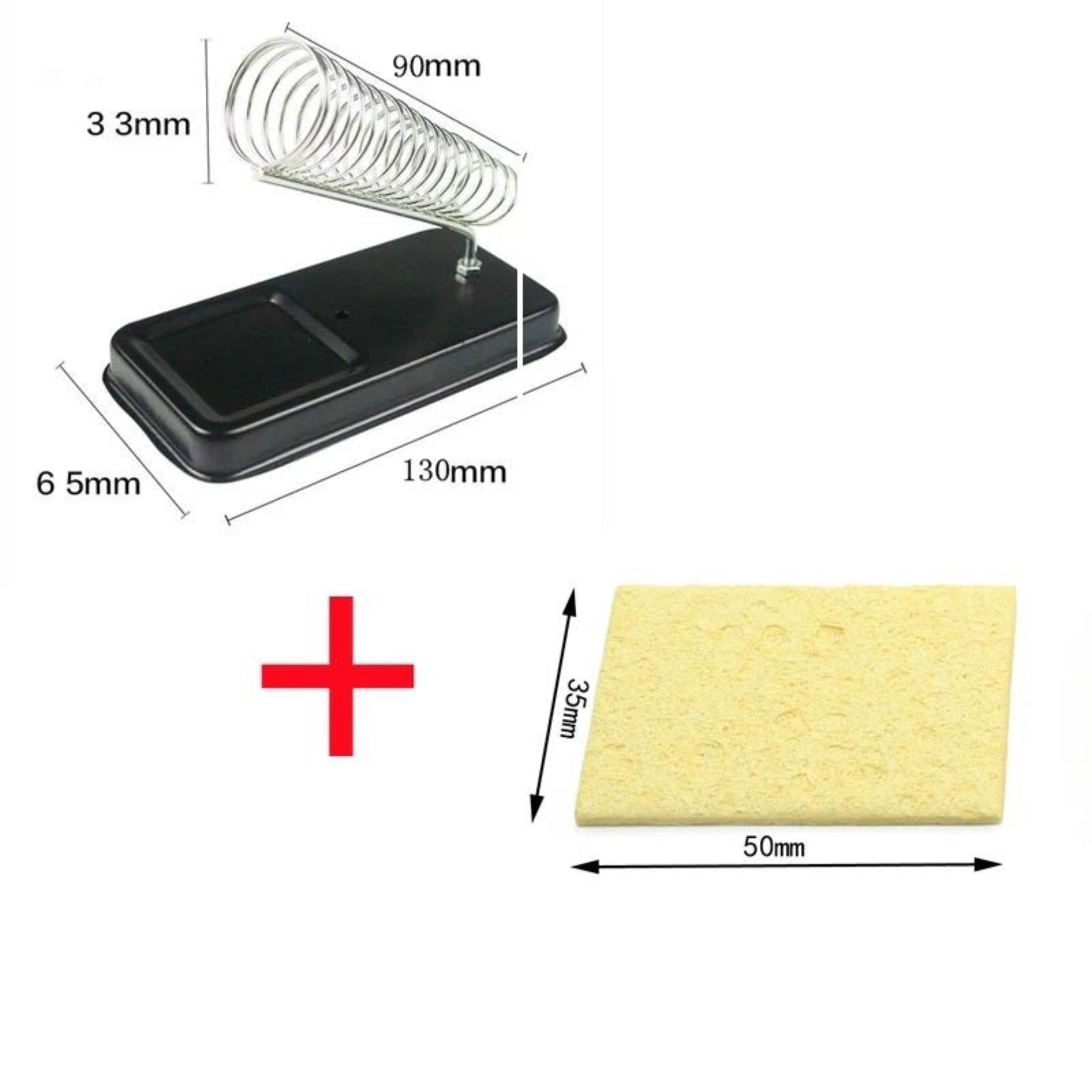 Soldering Iron Holder with metal base and cleaning sponge for stable soldering. Essential accessory for efficient soldering work.