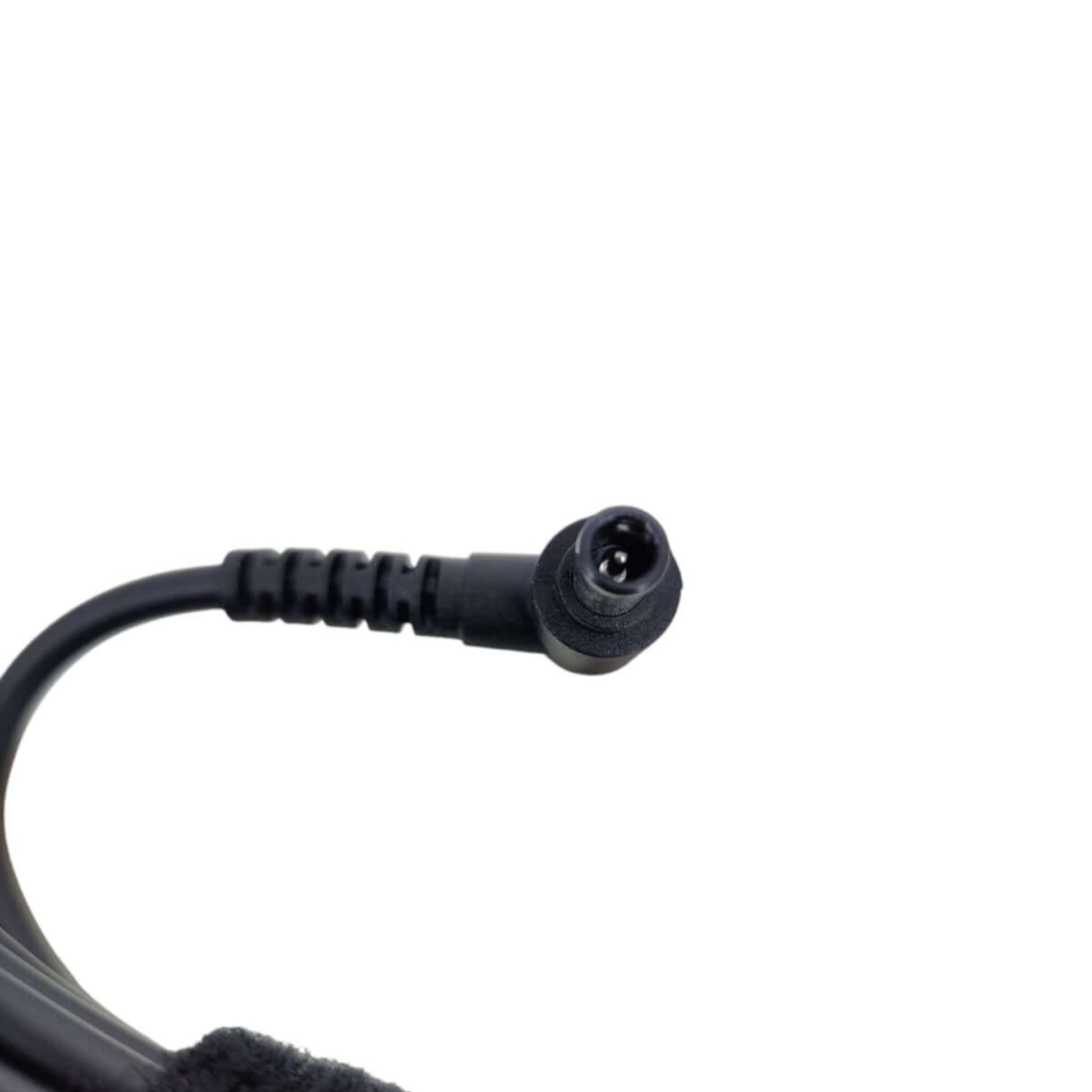 Close-up of the DC power connector for Sony 19.5V laptop charger, showing tip details.