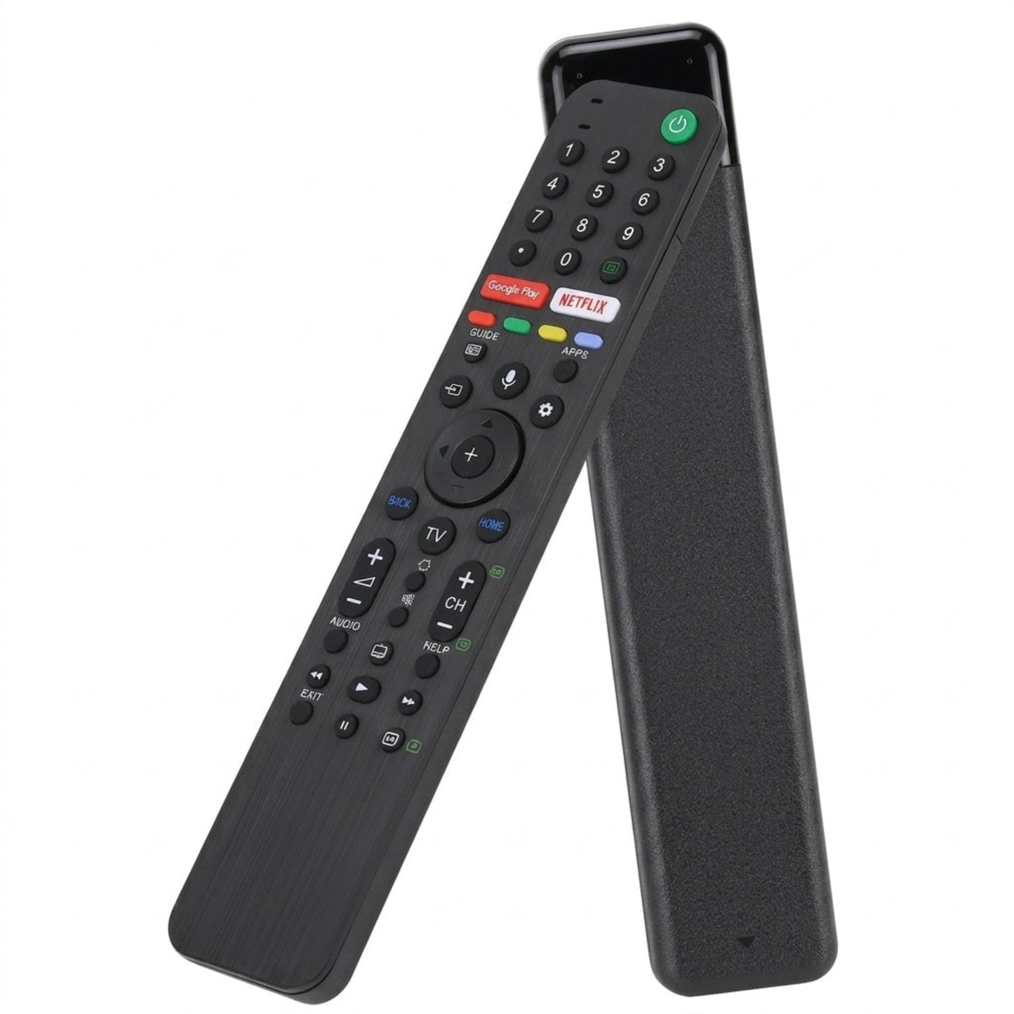 Angled view highlighting the slim profile of the Sony TX-500P replacement remote.