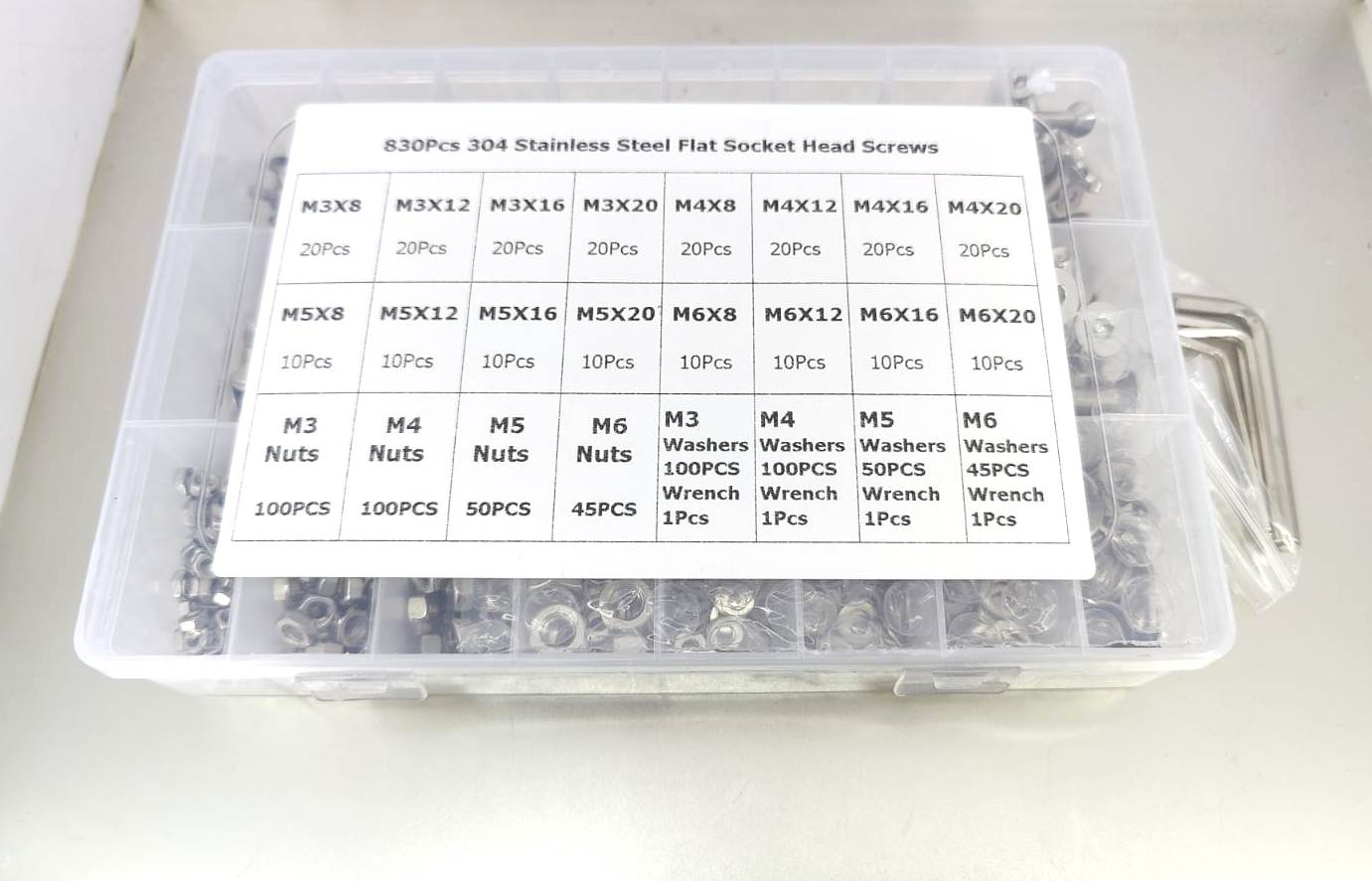 304平頭六角螺絲組合830pcs