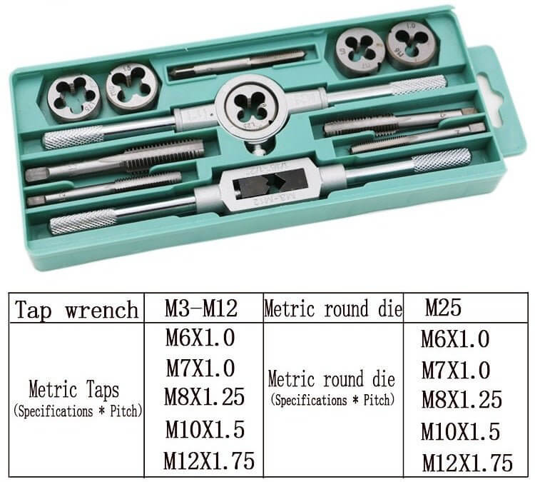12 - Pc High Carbon Steel Tap and Die Set - Metric Thread Repair Tools - Sun Cheong Computer Company Limited