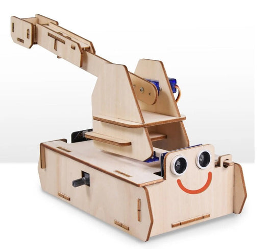 Micro:bit Thrower Learning Kit wooden toy for STEM education, featuring a cute design and simple assembly.