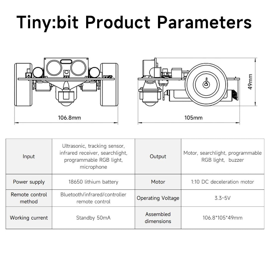 Tiny:bit Smart Robot Car Set (Micro:bit mainboard not included)