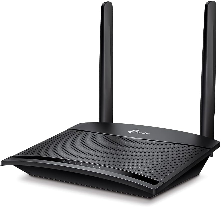 TP-Link TL-MR100 4G LTE Router front view with antennas
