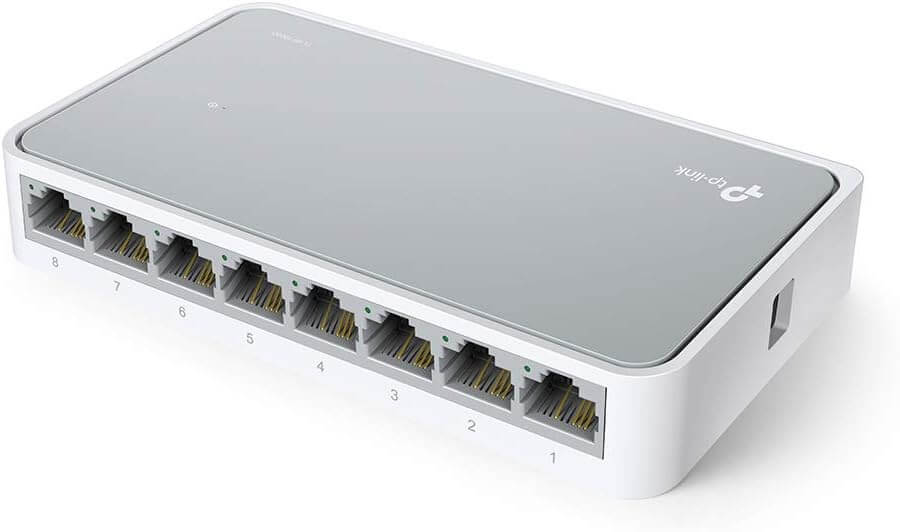 TP-Link TL-SF1008D 8-Port 10/100Mbps Desktop Ethernet Switch, compact design for seamless network expansion.