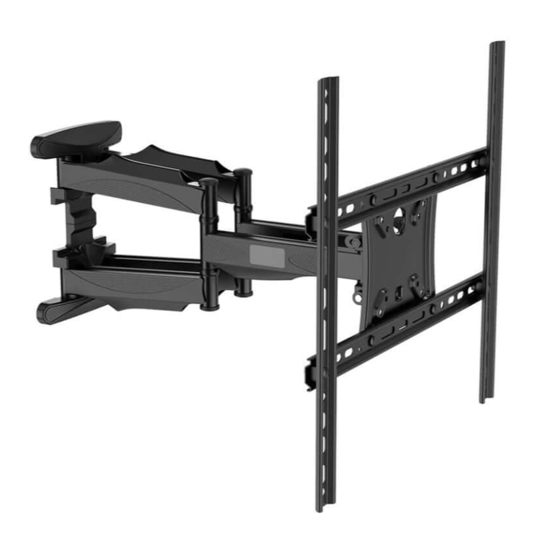 Full motion TV wall mount model P5, suitable for 32"-60" TVs, shown in a swivel and tilt position.