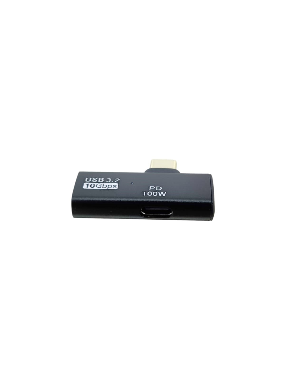 USB 3.2 Type-C to USB adapter with PD 100W charging and OTG capability, featuring a 90° angle connector.