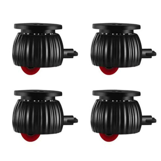 Black adhesive universal wheel casters (4-pack) with 360-degree rotation and brake for silent, easy moving.