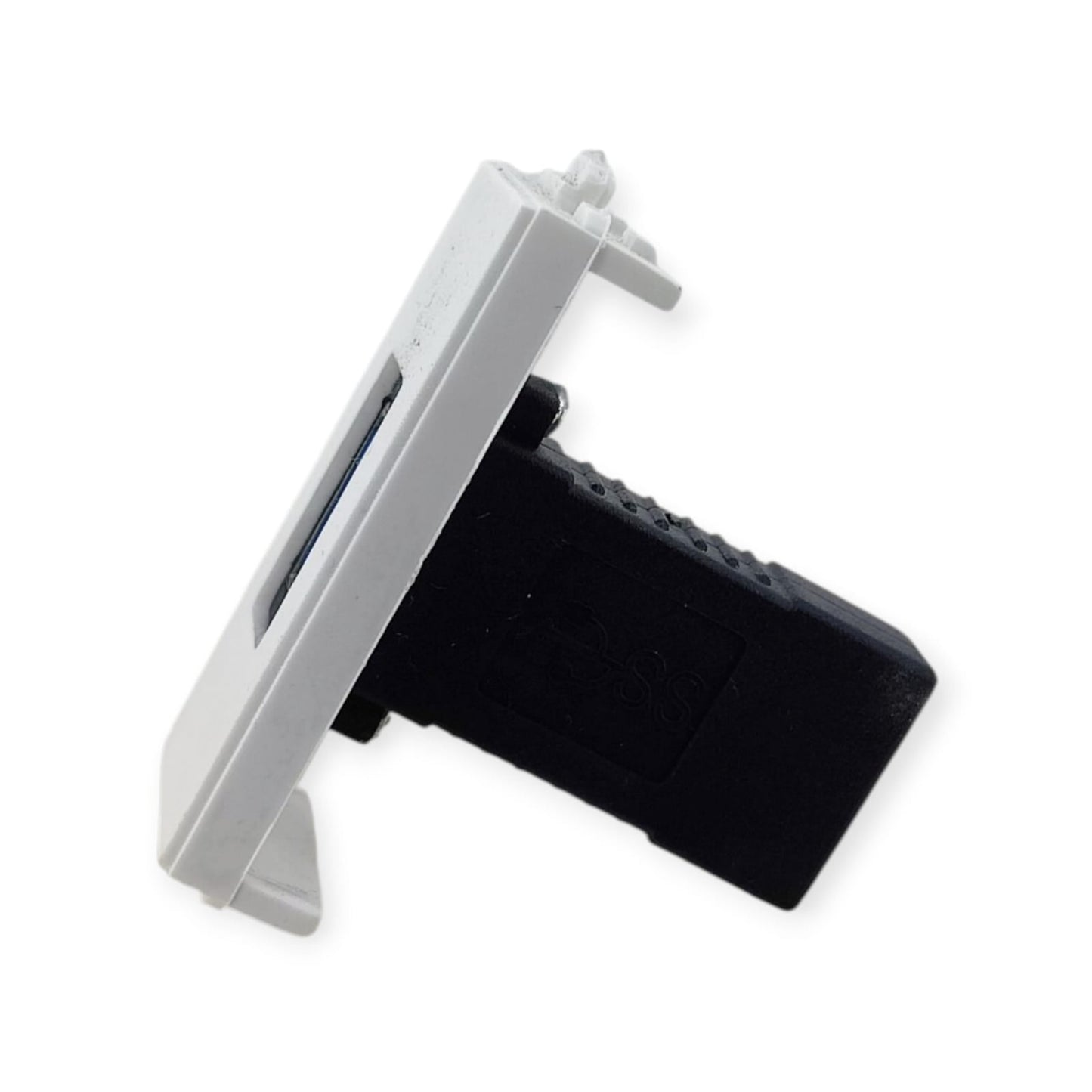 Side profile of the USB 3.0 keystone module showing the black connector body.