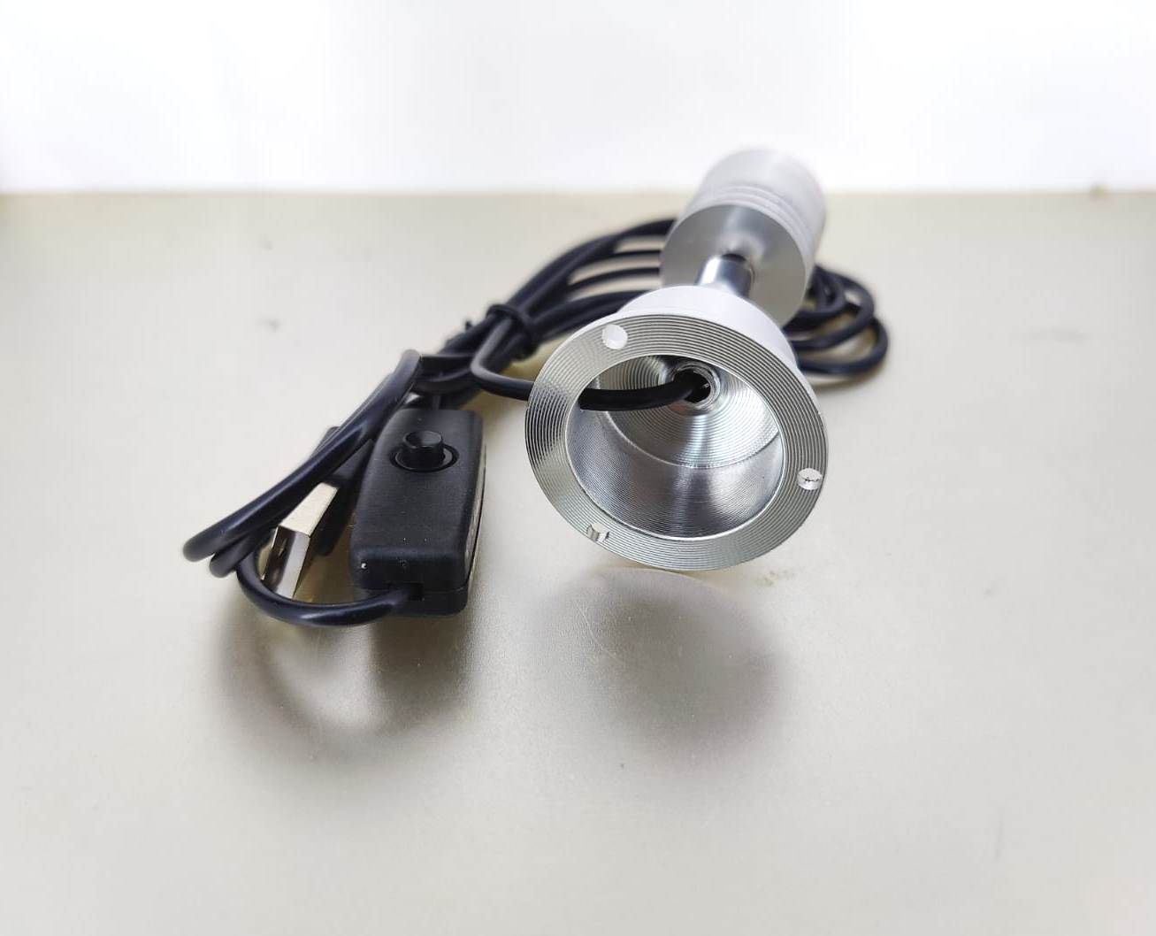 USB 5V LED Mini Spotlight with switch, ideal for jewelry cabinets and accent lighting.