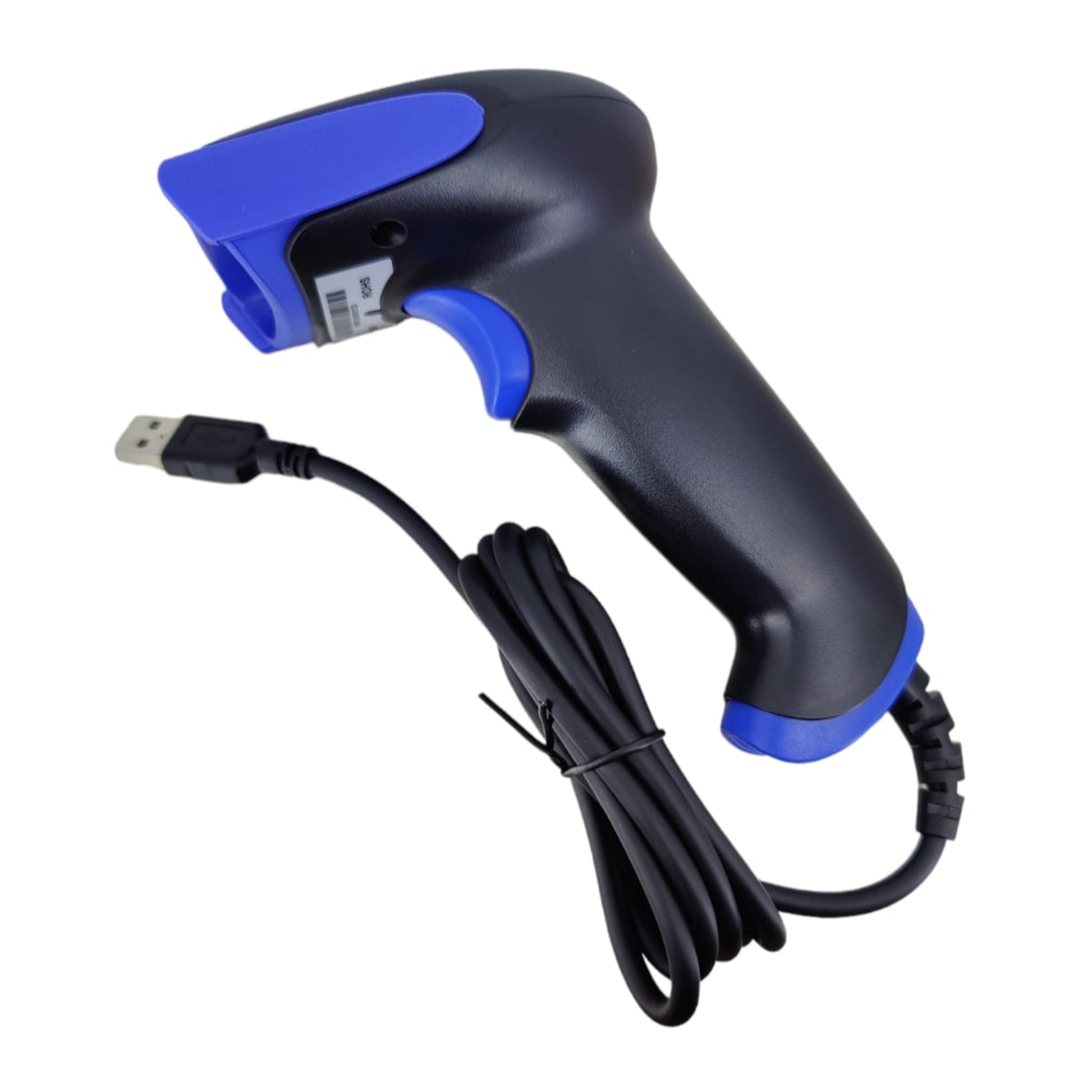 Plug & Play USB handheld barcode scanner with ergonomic design and cable for easy connection to POS systems.