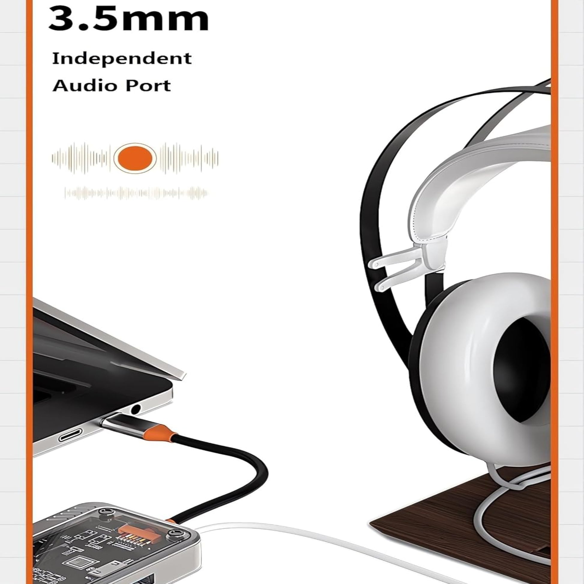 10-in-1 USB-C hub featuring a 3.5mm independent audio port for enhanced sound connectivity.