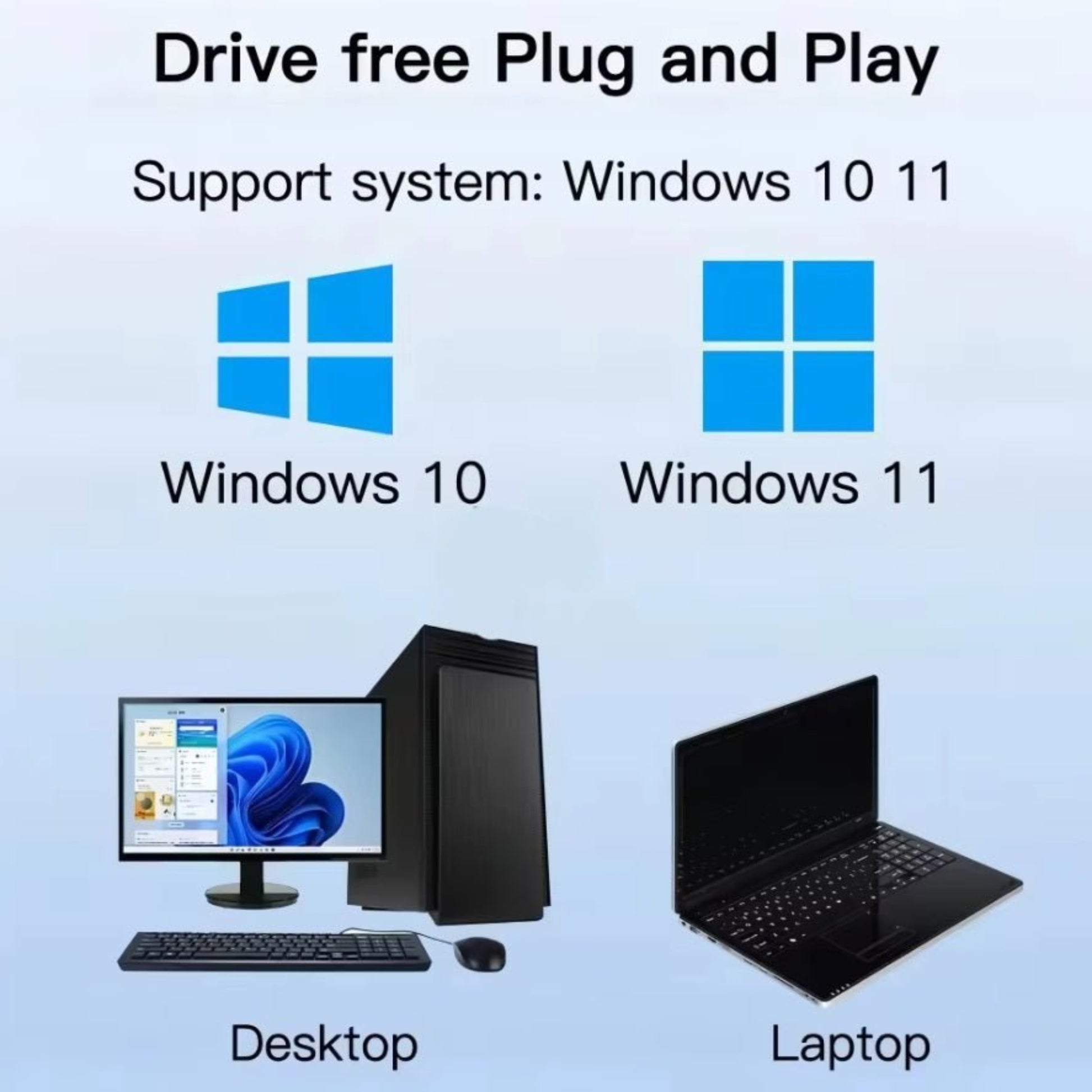 Drive-free WiFi 6 Bluetooth 5.4 USB adapter, plug and play compatibility with Windows 10 and Windows 11.