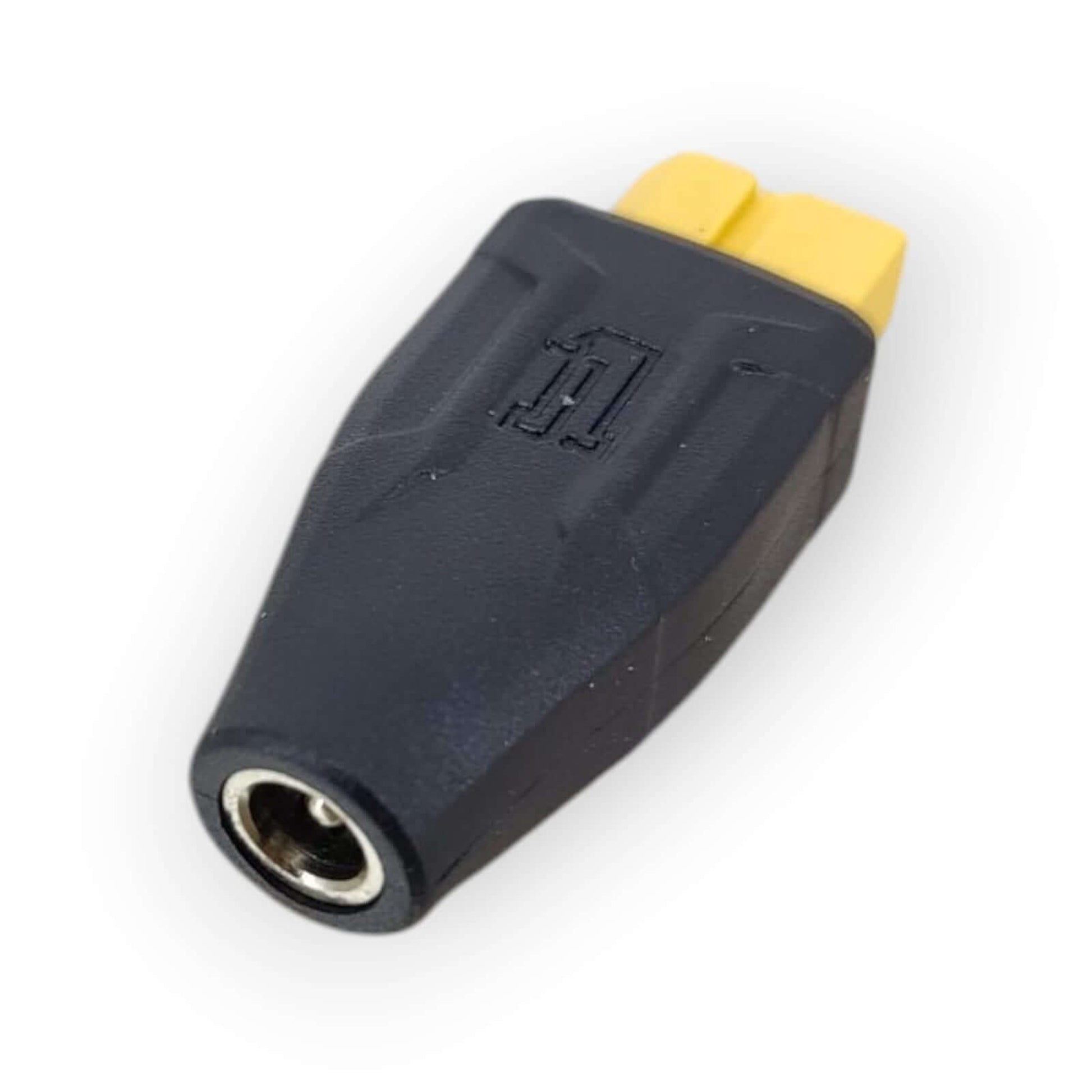 XT60 female to 5.5x2.1mm female DC adapter for versatile power connectivity.
