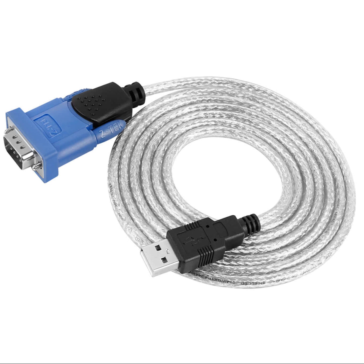 Z-TEK ZE394C USB to RS232 DB9 serial adapter cable, 1.8M length, connecting legacy devices to modern USB ports.