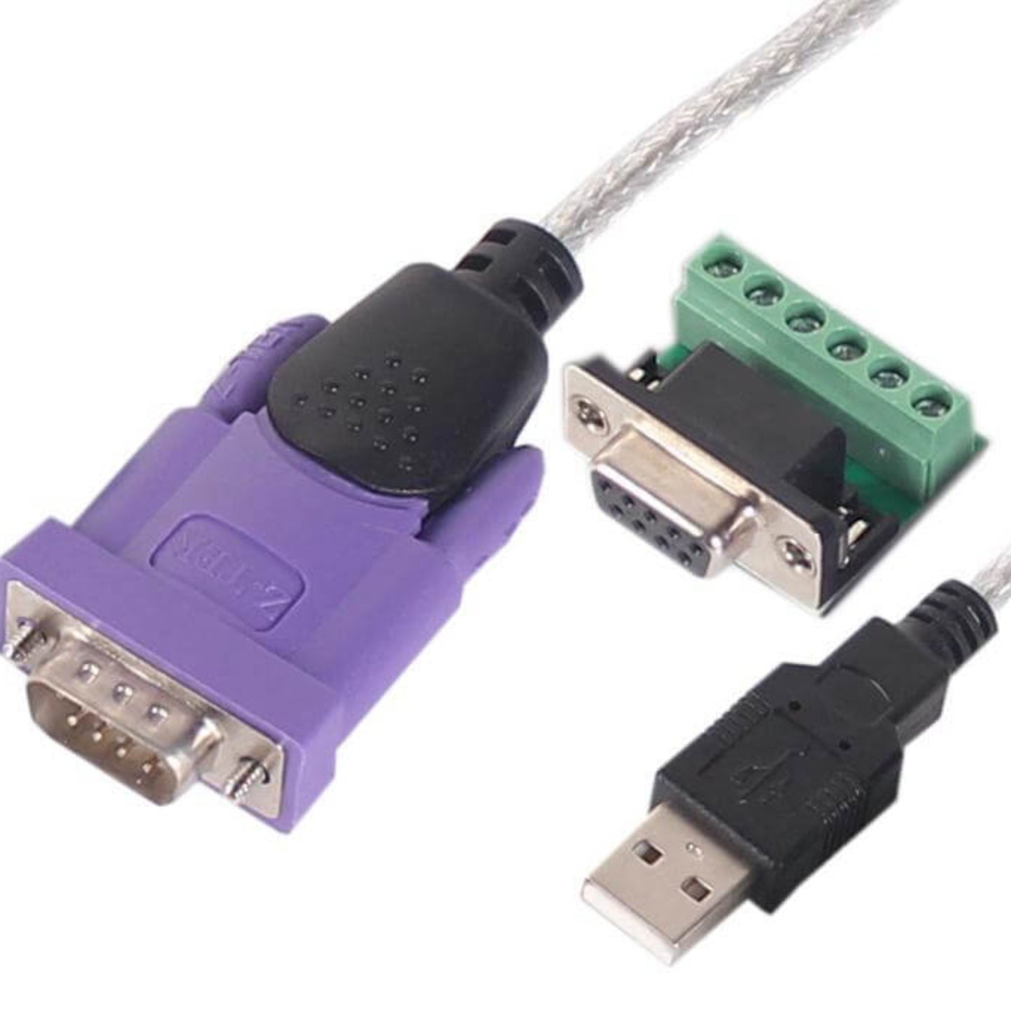 Z-TEK ZE628 USB to RS422/RS485 industrial converter cable with FTDI connectivity.