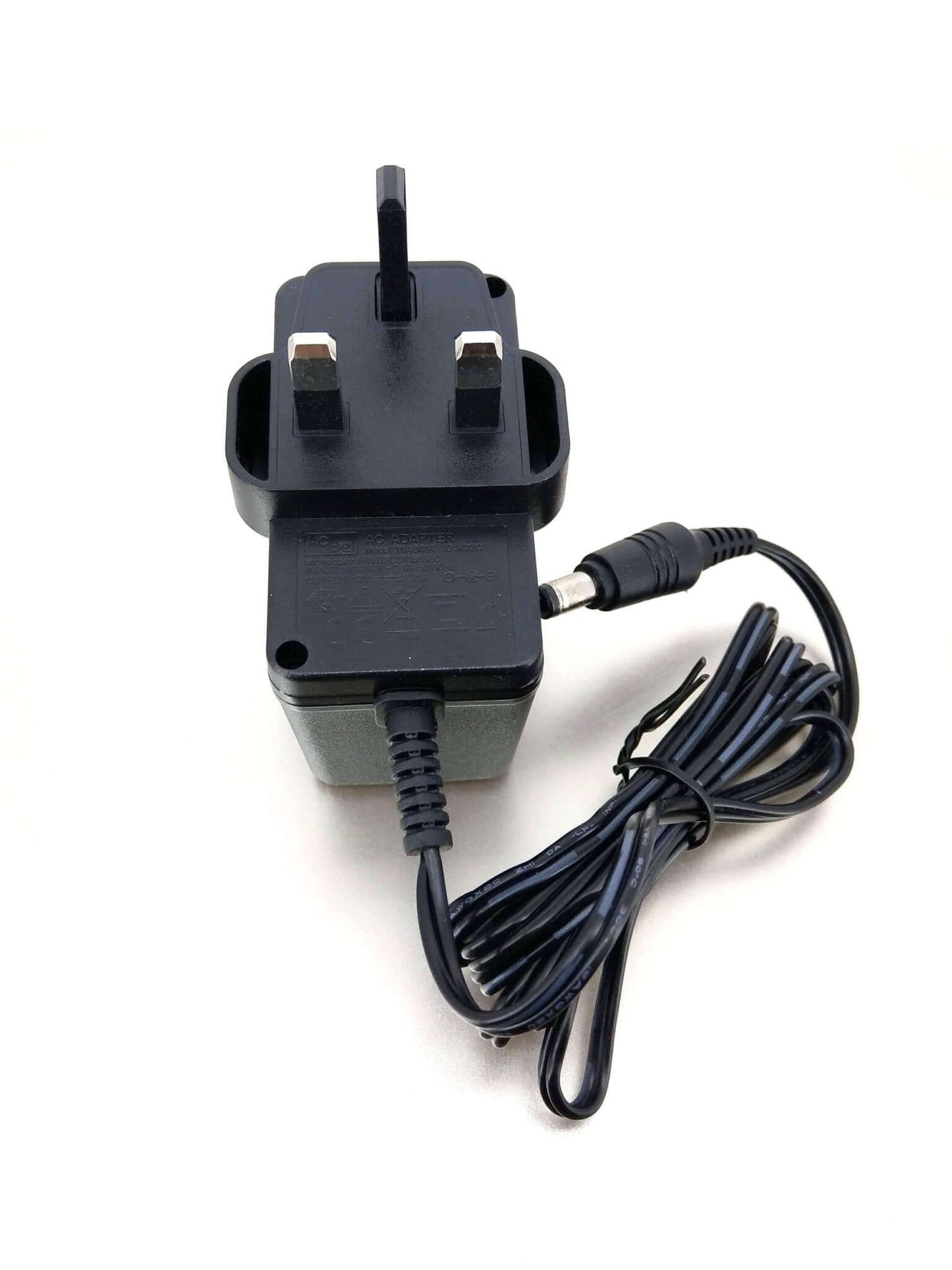 ACBEL WAB014 12V 2A power adapter charger with UK plug and cable for CCTV, LED lighting, and electronic devices.