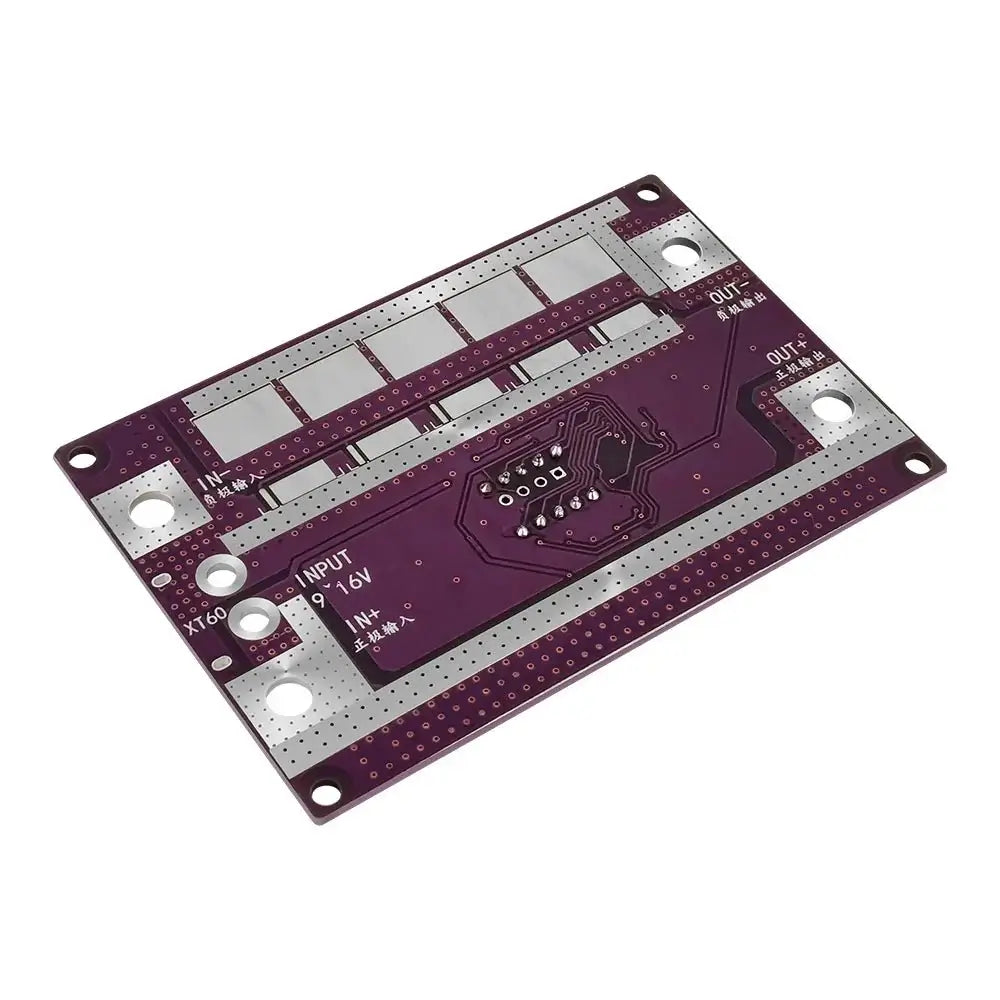 Circuit board for 12V Spot Welder DIY kit with input/output connections, designed for efficient battery welding.