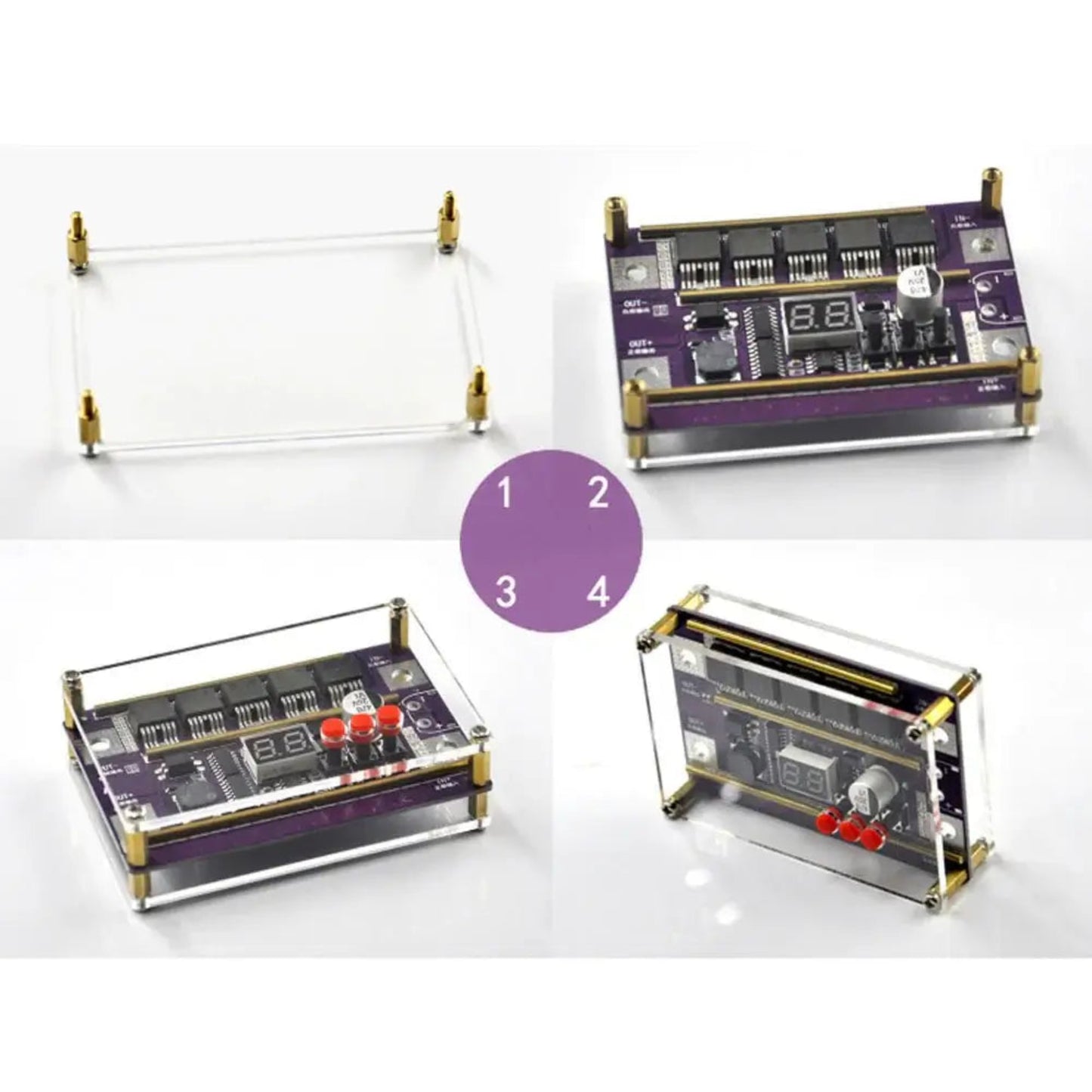 12V Spot Welder DIY Kit control board with adjustable settings and clear casing, showcasing power control features.