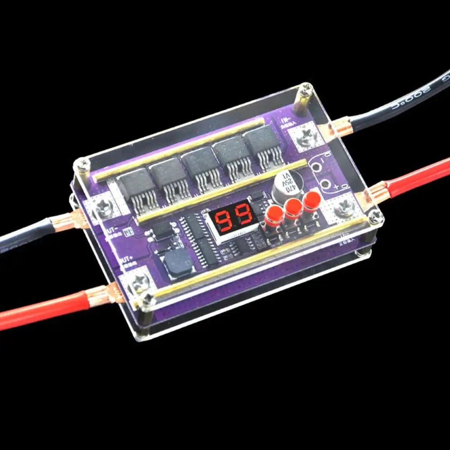 12V Spot Welder DIY Kit with 99-gear control board, showing LED display and adjustable power settings.