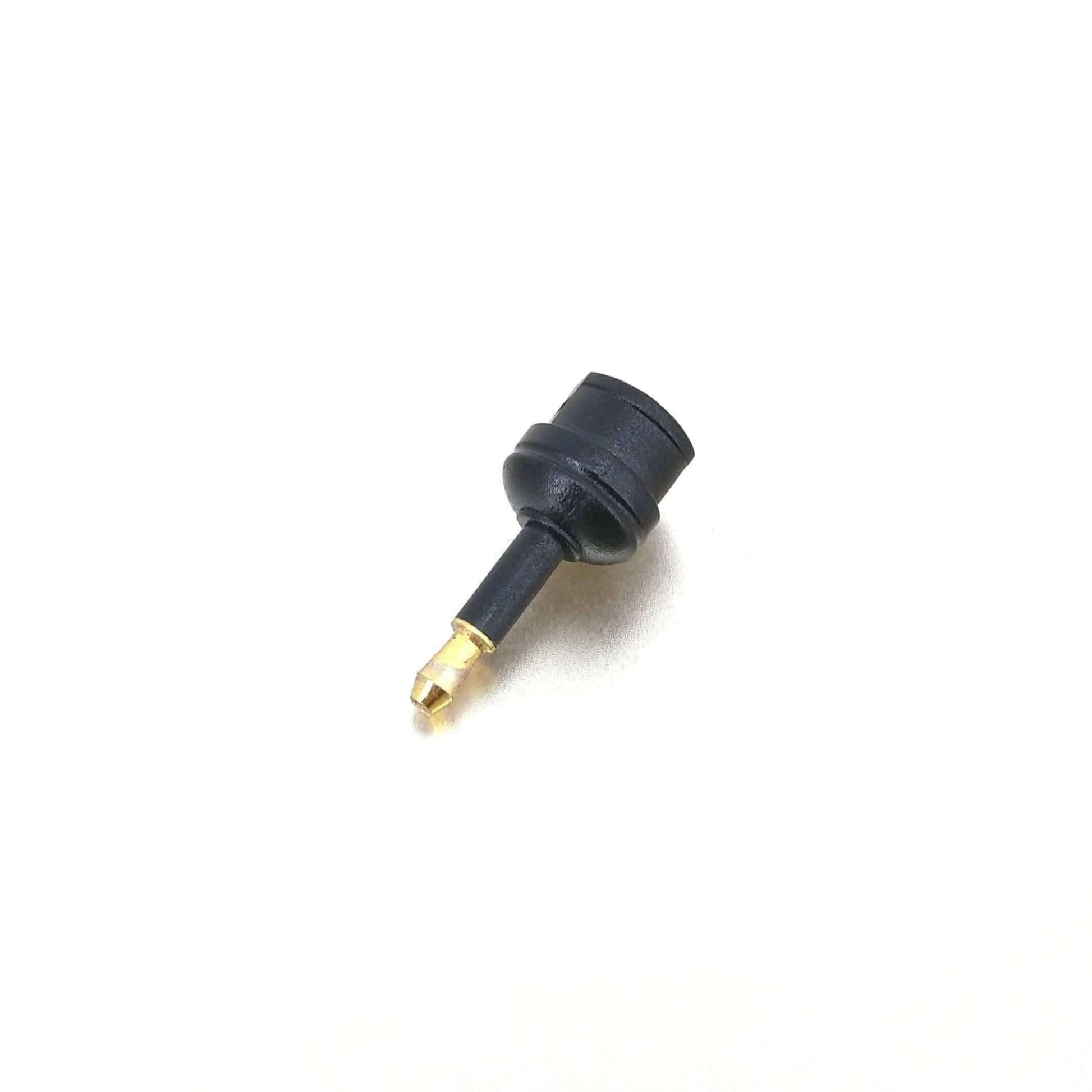 Detail of the 3.5mm mini male plug for optical audio connection.
