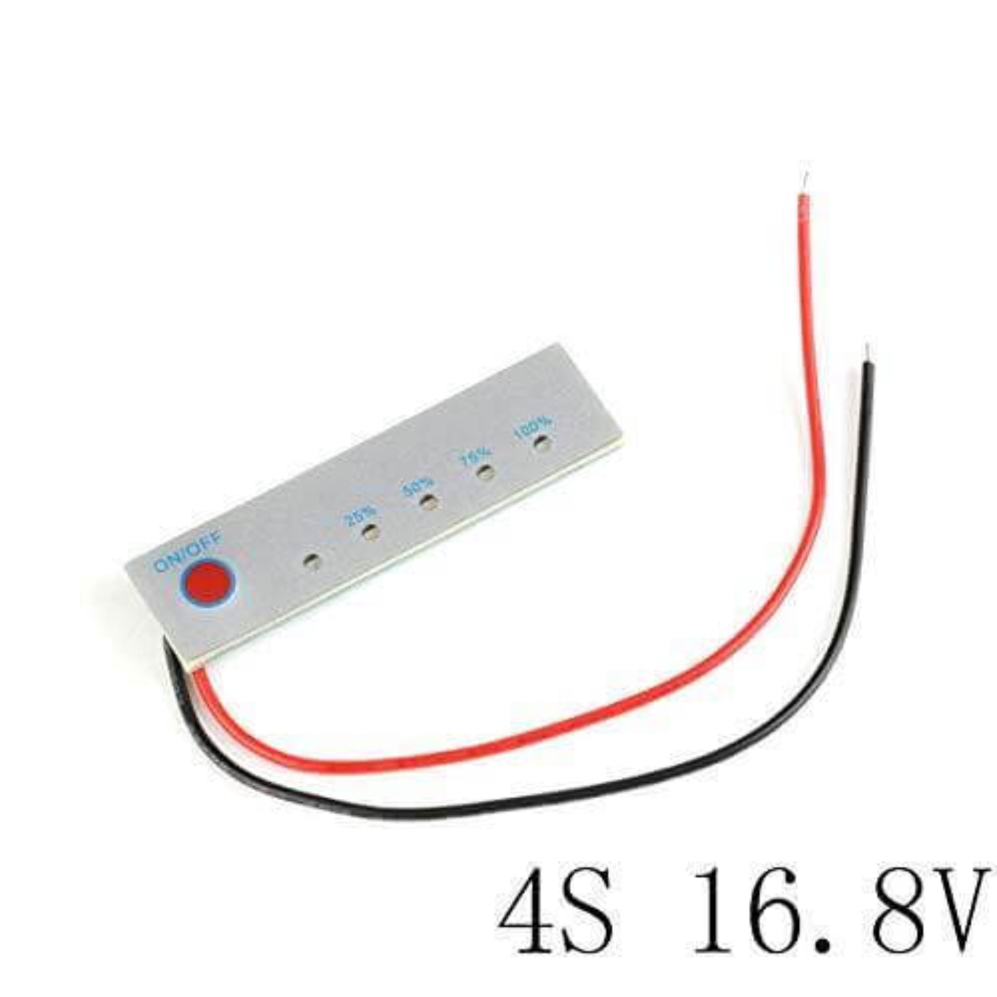 4S 16.8V 18650 lithium battery capacity indicator with LED level display and connecting wires.