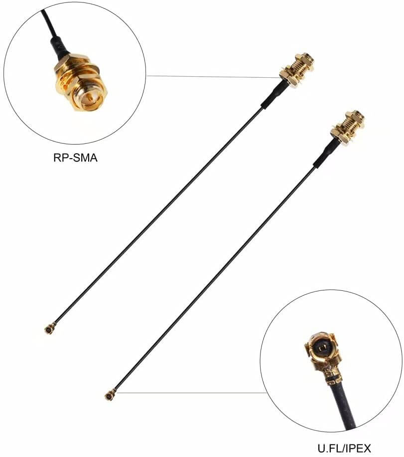 RP-SMA Female Male Pin to Ipex Cable, MHF4 IPX IPEX to RP-SMA jack jumper, 20cm length, 0.81mm OD.
