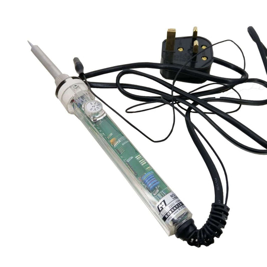 60W adjustable temperature soldering iron with integrated temperature control and power cord.