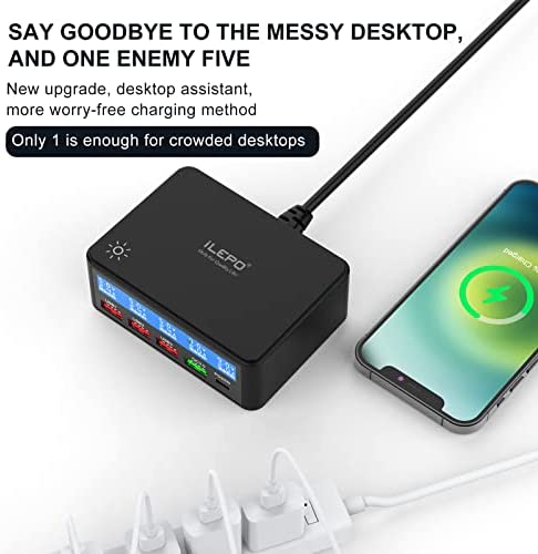 60w 5 Port USB Charger with LCD Display