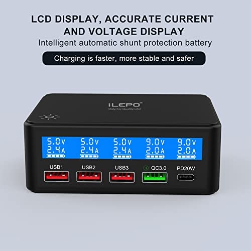 60w 5 Port USB Charger with LCD Display