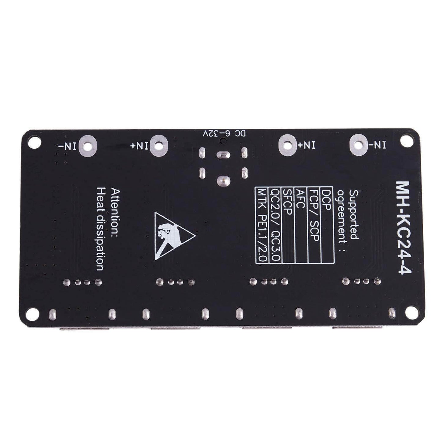 4 Channel USB QC3.0 Buck Converter Module PCB with supported agreements and voltage specifications.