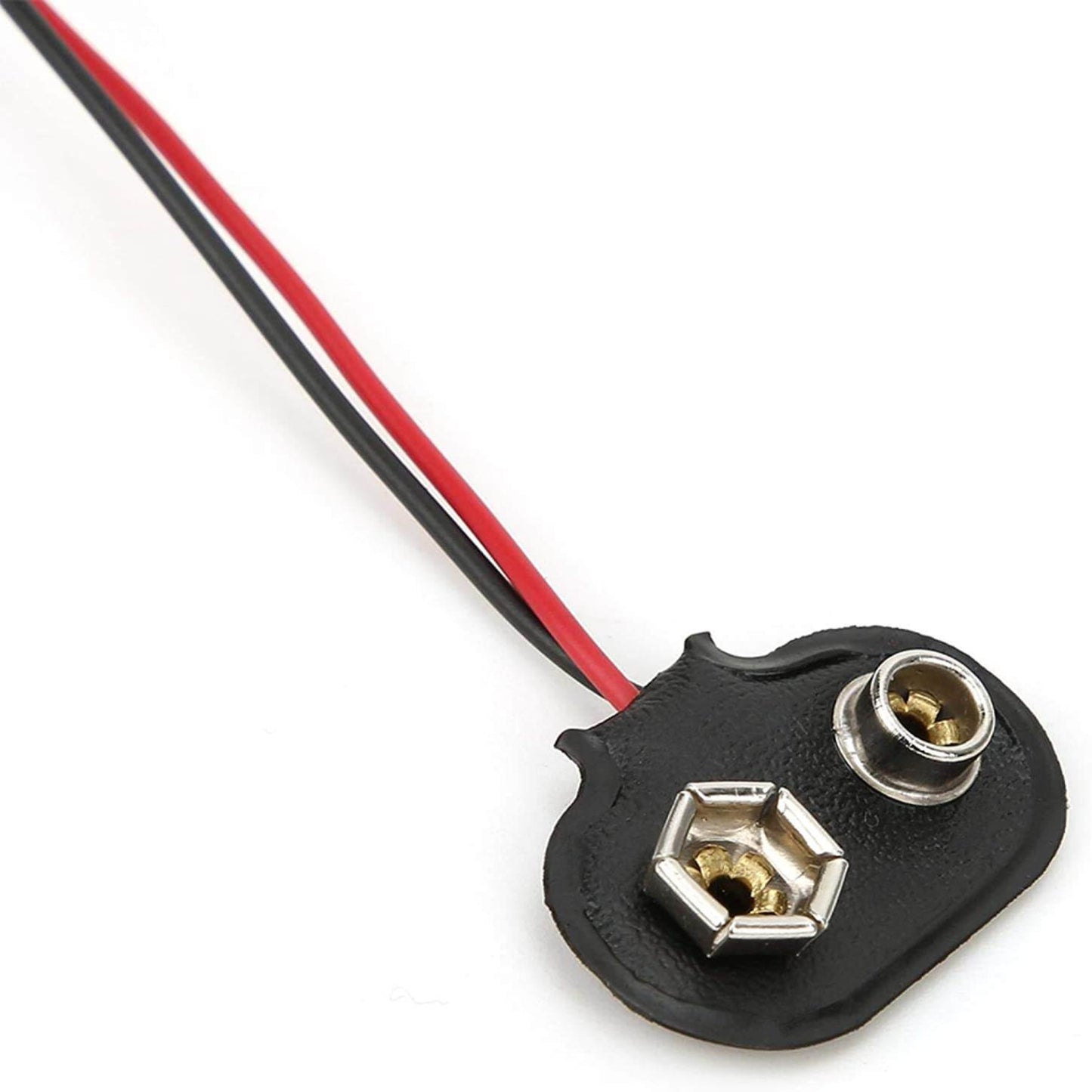 9V battery snap connector with wires for DIY electronics and circuit testing, 15cm long cable for easy connections.