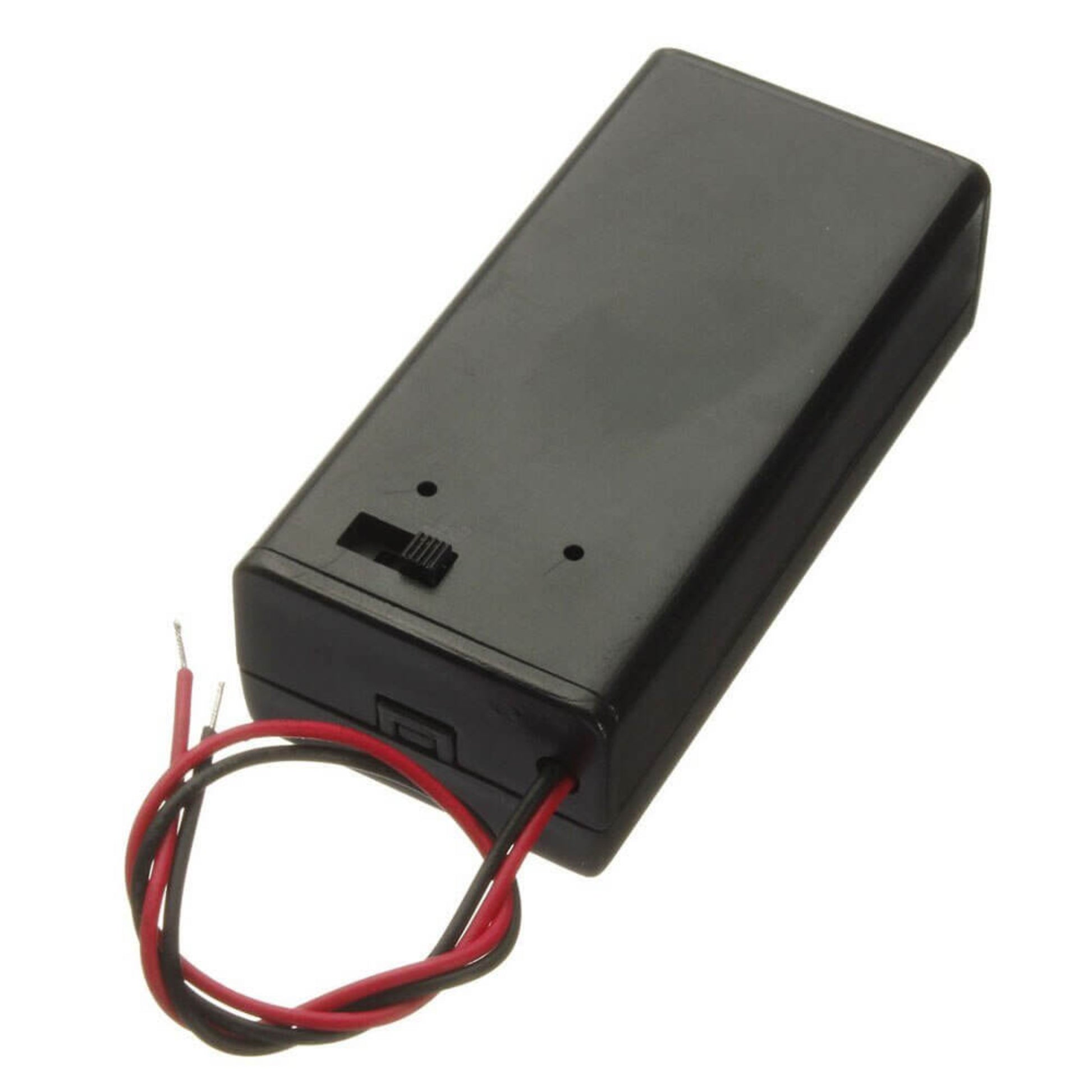 9V Battery Holder with ON/OFF Switch, black power box pack, compact size for DIY projects, wire length approx 13cm.