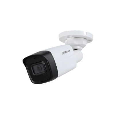 Dahua HAC-HFW1400TL-A 4MP HDCVI IR Bullet Camera mounted on ceiling, featuring a sleek white design.