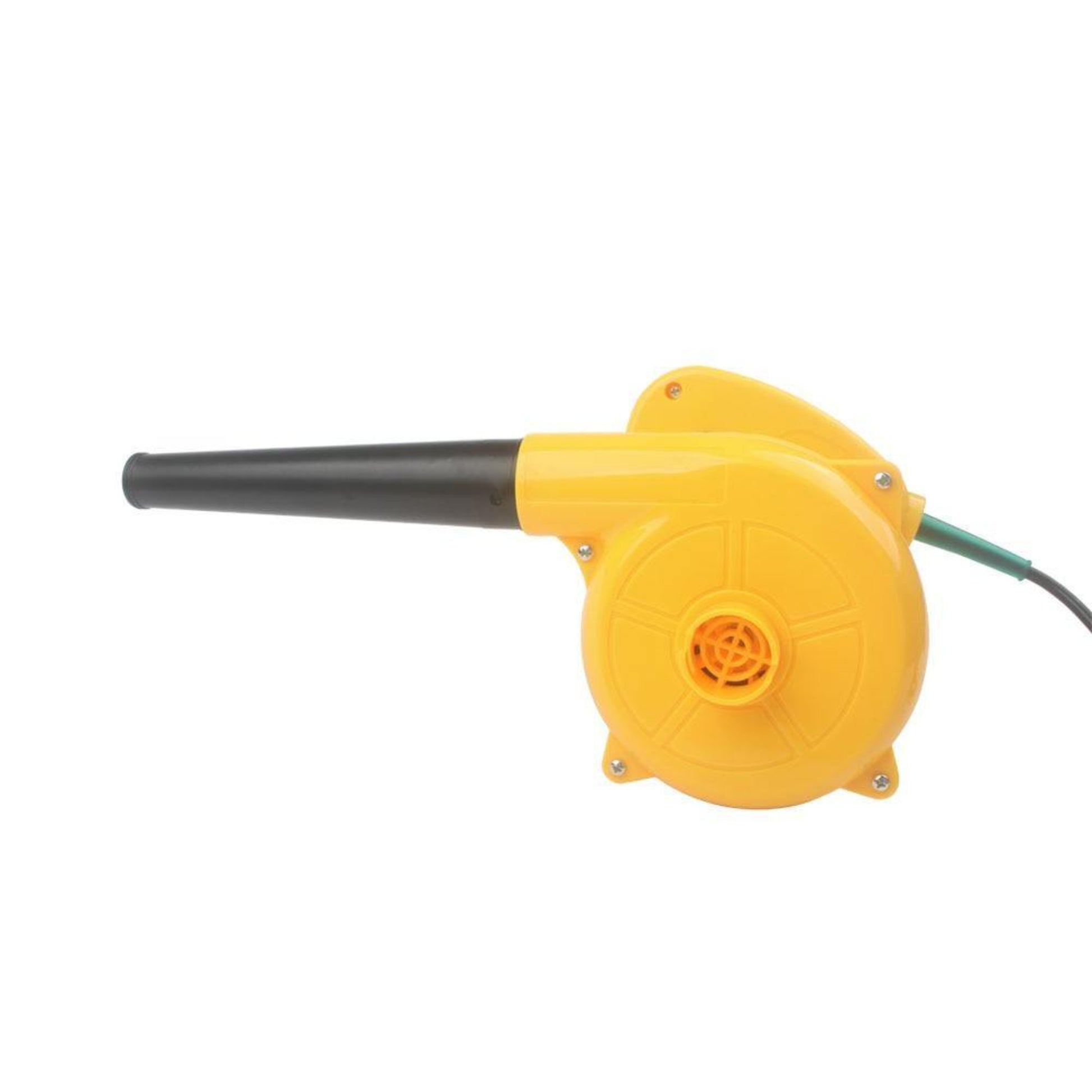 Powerful 600W electric air blower for efficient cleaning and drying, featuring a yellow design and variable speed control.