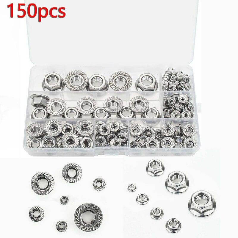 150PCS Hex Flange Nuts Assortment M3 - M12 - Sun Cheong Computer Company Limited