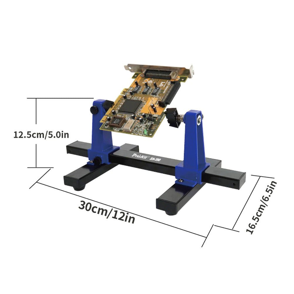 SN-390 PCB adjustable soldering clamp holder with 360-degree rotation for printed circuit board repair.