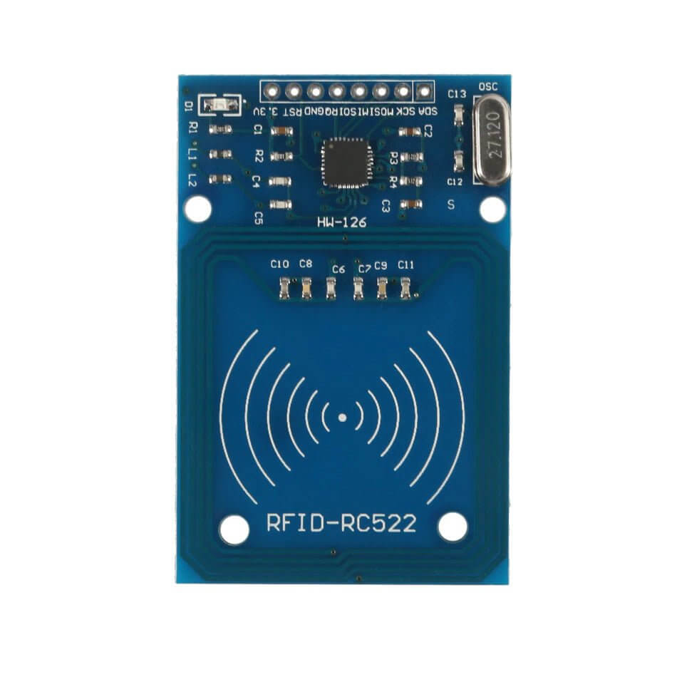 MFRC-522 RC522 RFID module for Arduino, 13.56MHz RF reader and writer for tag access control.